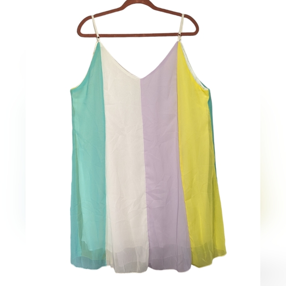 Plus Size Colorful Negligee 4X Pink Yellow Teal White Adjustable Straps Dress - Picture 2 of 7